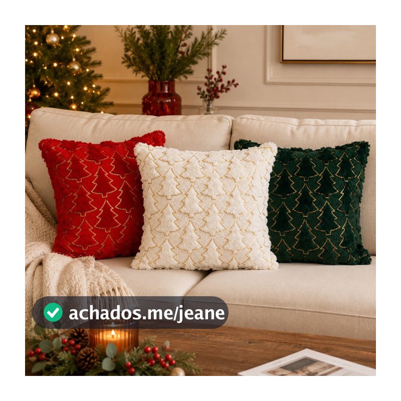 Capa Para Almofada De Natal Luxo Pinheiros Decoração Natalina