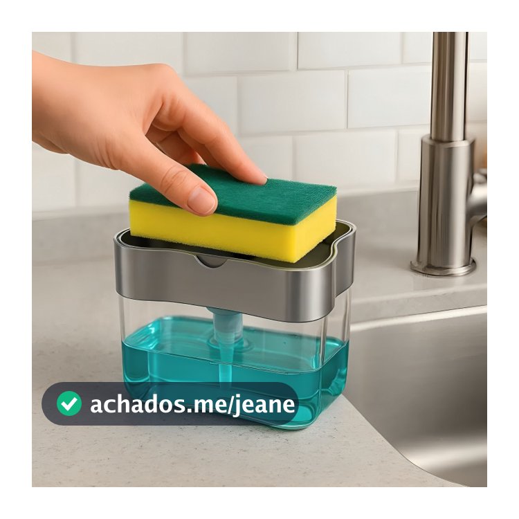 Dispense Sabão Porta Detergente 2 em 1 Suporte Bucha Esponja Limpa Cozinha Limpeza Sabão Com Esponja