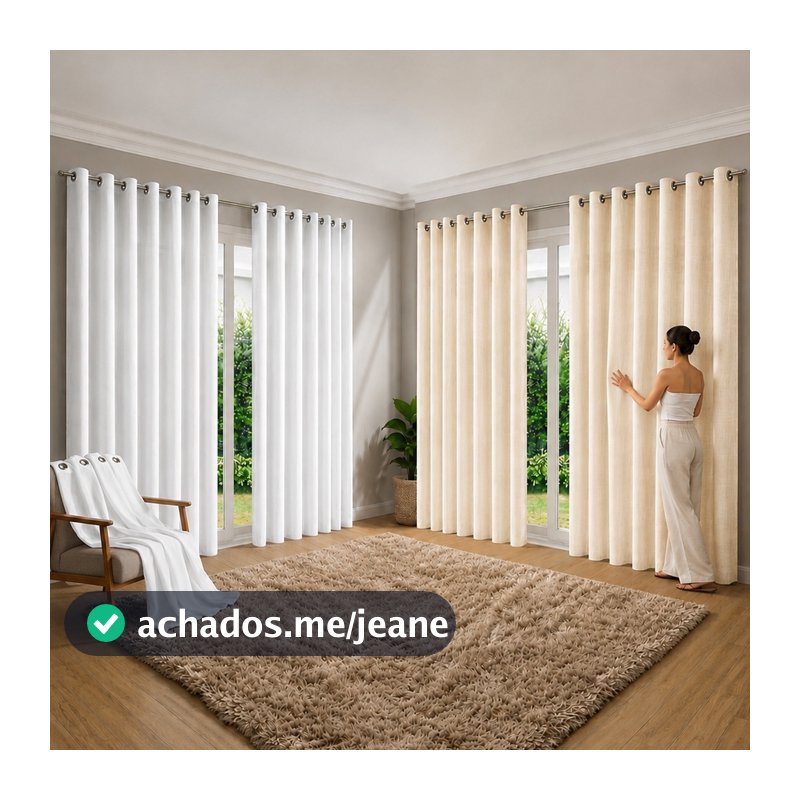 Cortina Roma Oxford Tecido Microfibra Sala Quarto Para Varão Simples Grande Ilhós 2m 3m 4m 5m 6m Janela Casa