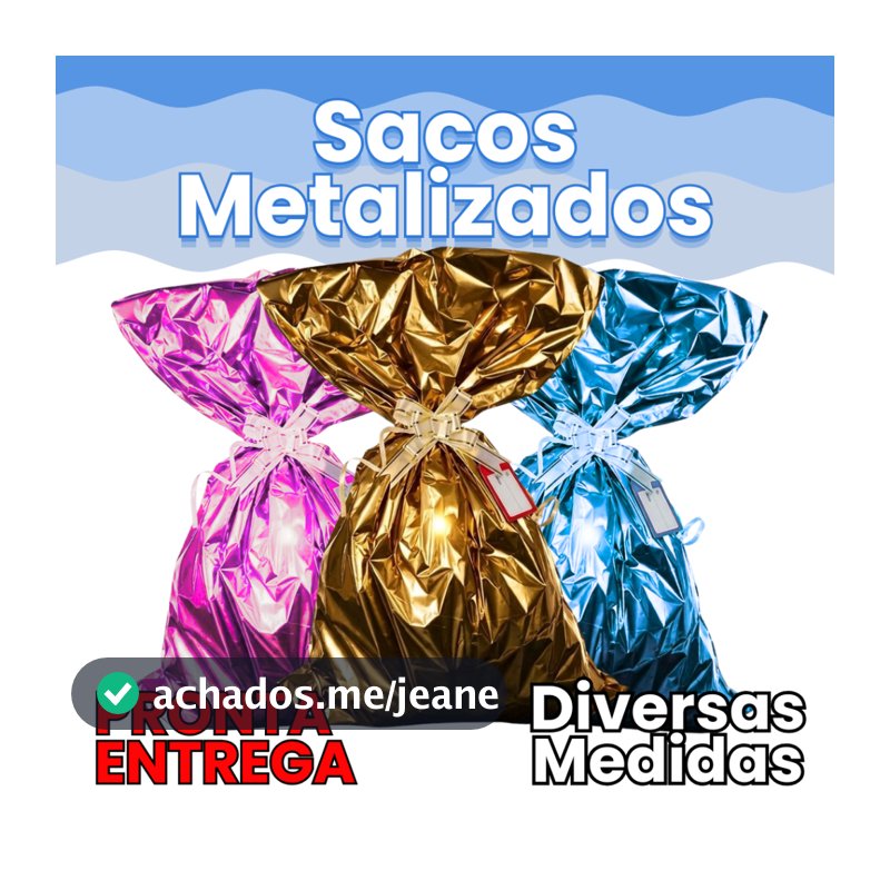 50 Sacos de Presente Metalizados - 10x15 | 11x20 | 15x22 | 15x30 | 20x30 | 25x35