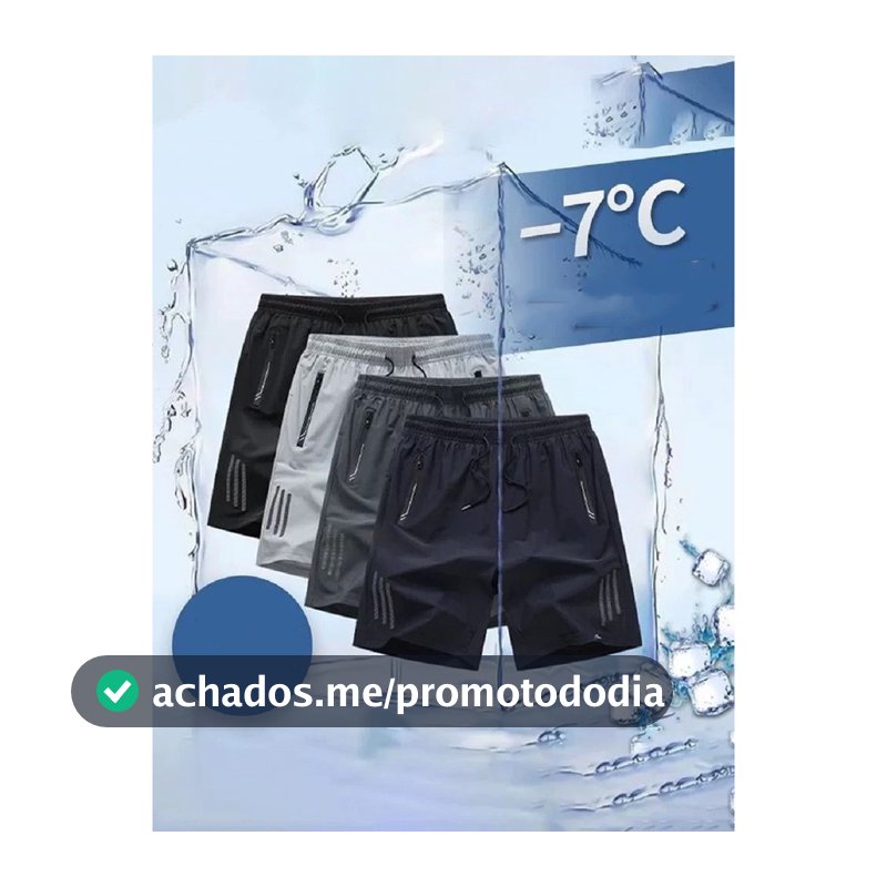 KIT 3 Bermuda Masculina Importada Seda Gelada Elastano Secagem Rápida Bolsos com Zíper