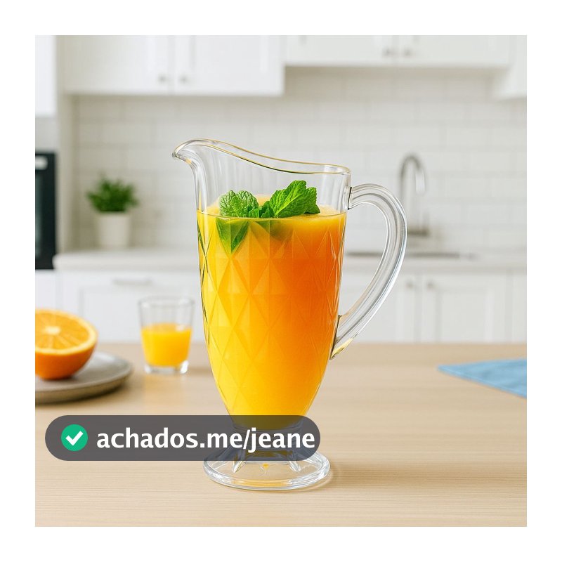 Jarra De Vidro Diamond Suco Drinks Chá 1200 ml Alça Luxo Transparente