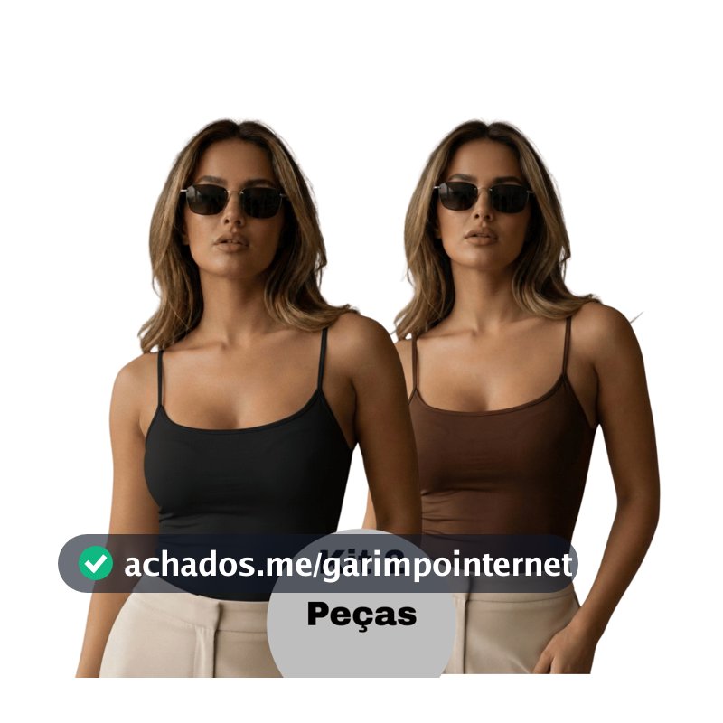 Kit 2 Cropped Alça Moda Blogueira Micropremium Verão Confortável Basico Premium Para Academia Festas