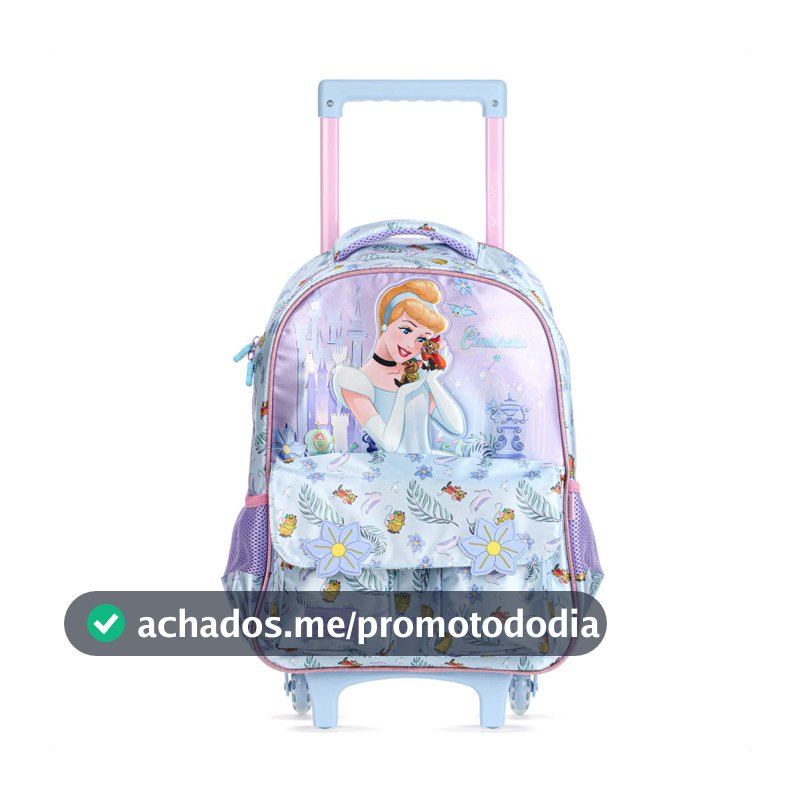 Mochila Com Rodas Escolar Xeryus 16 Cinderella 14730 Azul e Lilás - Infantil