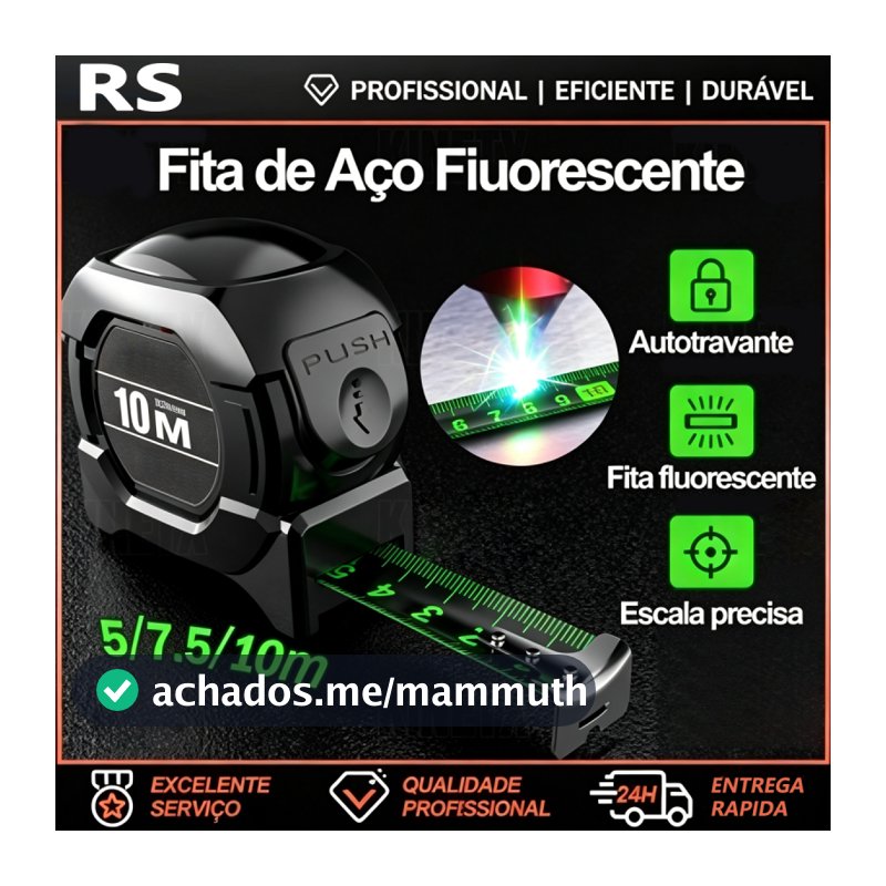 Fita Métrica Aço Inoxidável 5/7.5/10m carbono De Alta Precisão trena Profissional Fluorescente Trava