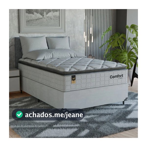 Cama Box Viúva + Colchão Comfort Class Pillow Top 128x188  Branco/suede Branco