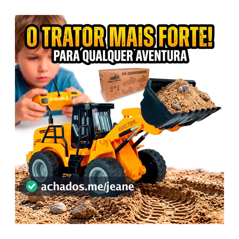 Carrinho Trator Retroescavadeira Controle Remoto Infantil Brinquedos De Menino Criança