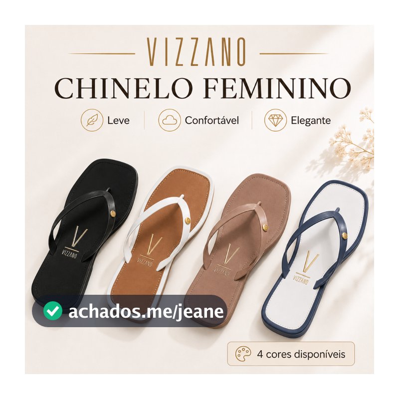 Chinelo Feminino Vizzano Elegante Confortável Leve Casual