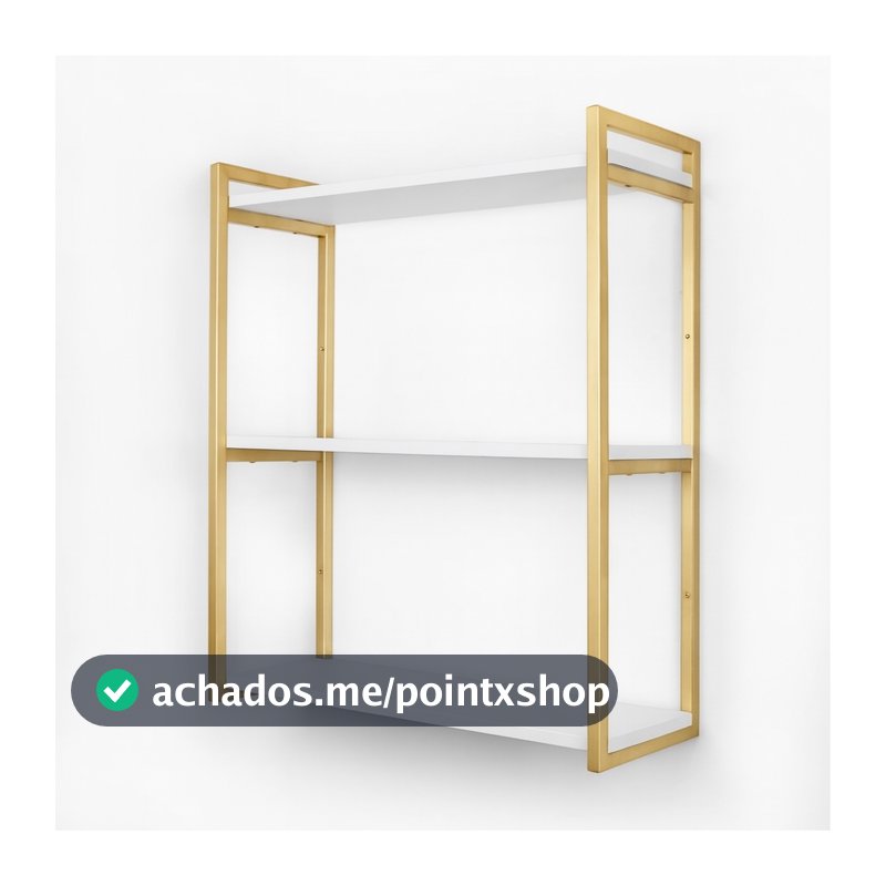 Prateleira de Parede Industrial 3 Nichos MDF  Aço Organizador Banheiro Cozinha  Lavanderia Decoração