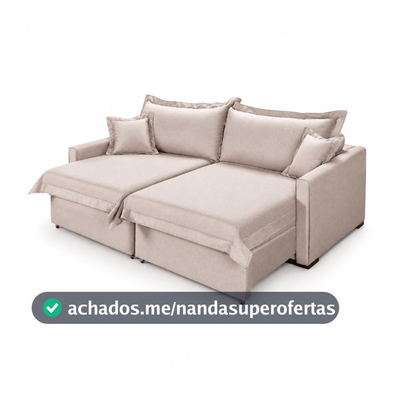 Sofá Retrátil Living Bali 1,80m Linho Almofadas Soltas Espuma D28 Molas Bonnel Estrutura Eucalipto Zargo