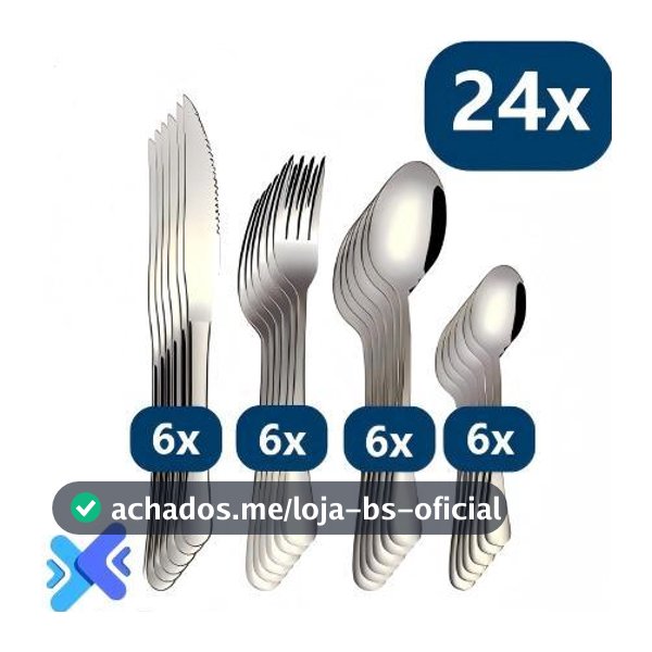 24 Peças Talheres De Aço Inox Garfo Faqueiro Colher De Sobremesa Cozinhas Casa