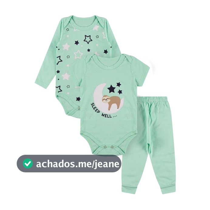 Kit Roupa De Bebe 3 Peças Body Manga Longa e Curta e Calça Algodão Menino