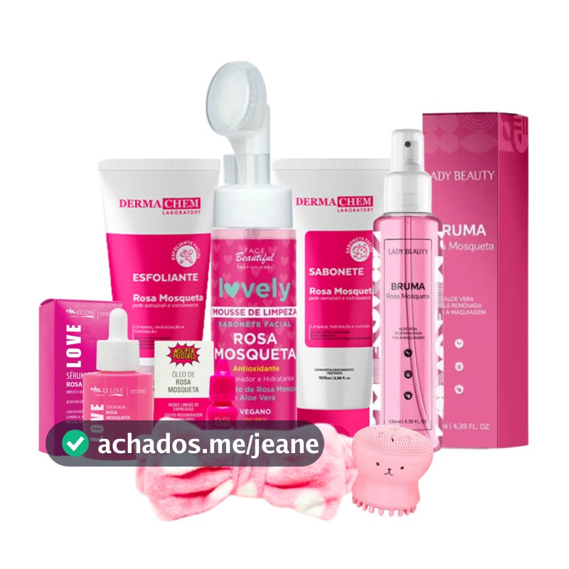 Kit skin care limpeza de pele hidratante rosa mosqueta completo
