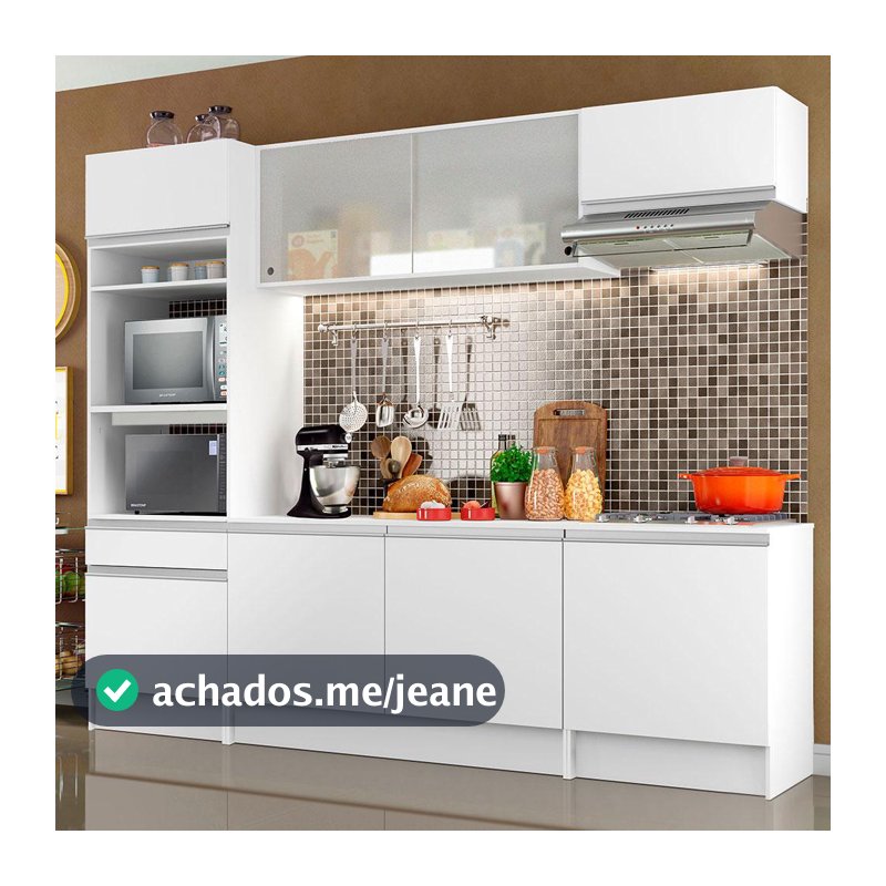 Cozinha Completa Compacta Madesa Topazio com Armário, Balcão e Tampo