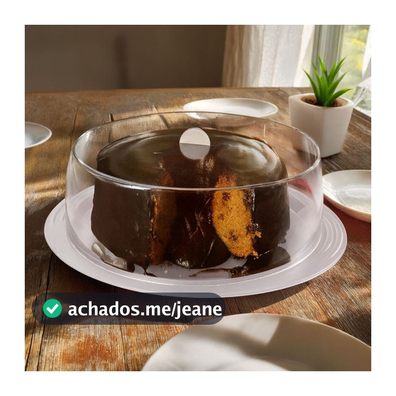 Boleira Porta Bolo Redonda 31cm com Tampa Acrílica Transparente Base Branca
