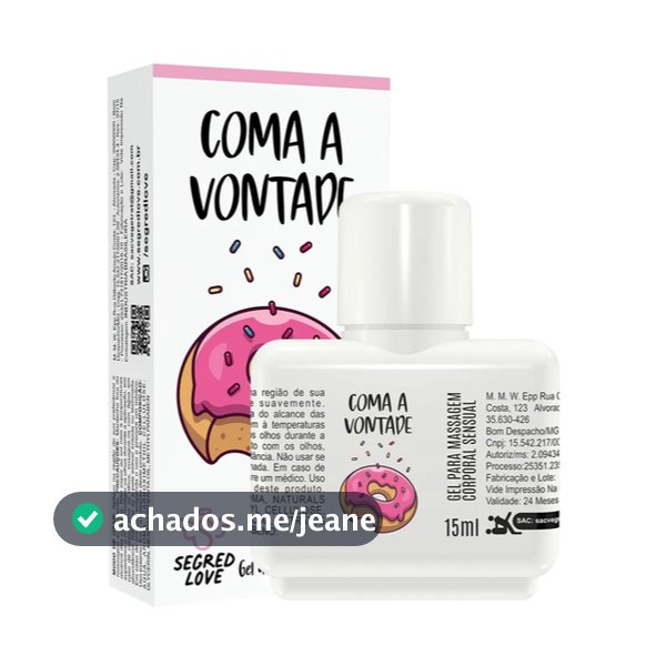 Gel esquenta, esfria e lubrifica para Região Anal-com Tatuagem Temporária Coma a Vontade Segred Love 15ml