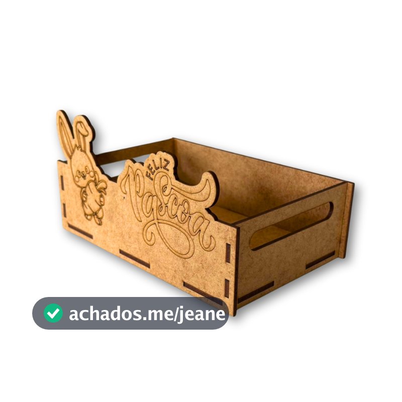 Cesta Coelho Feliz Páscoa MDF 15x10cm Lembrancinha Para Chocolate