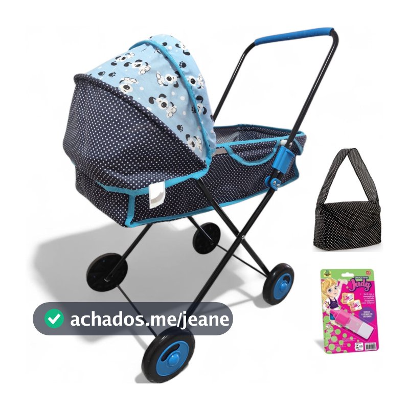 Carrinho De Boneca Bebê Reborn Xikitinha C/ Bolsa e Mamadeira size.: