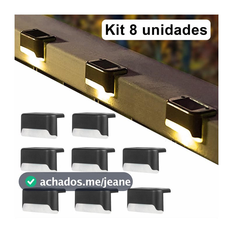 Kit Luminária Solar 8/4pcs De Escada e Parede a Prova Dágua Para Decoração Externa De Jardim e Muro