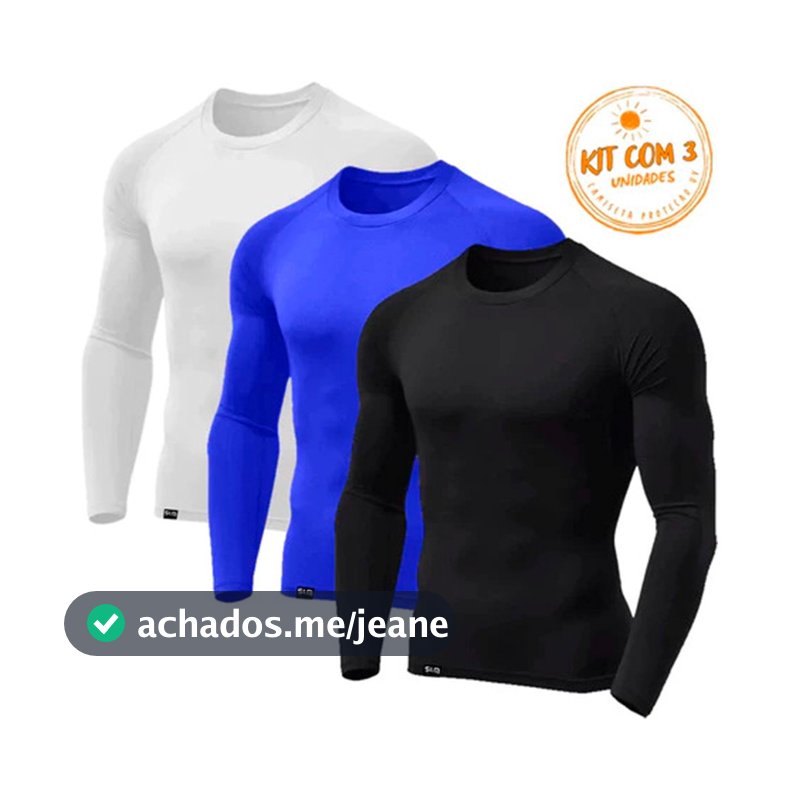 Kit Com 3 Camisetas Masculinas Térmica Com Proteção Uv