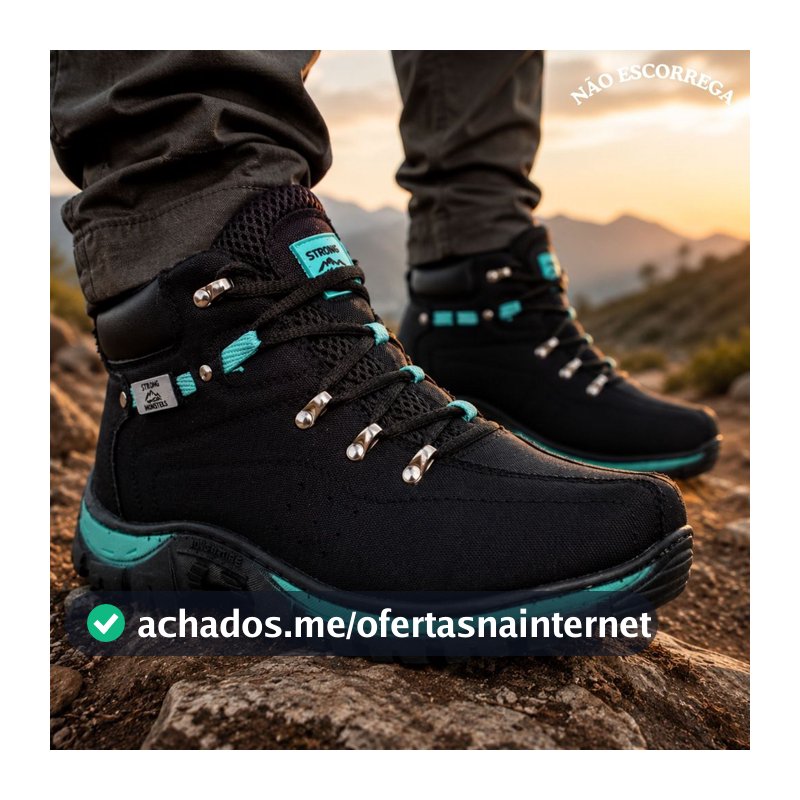 Bota Masculina  Coturno Adventure  Bota Trabalho Lona Reforçada Sola Borracha.