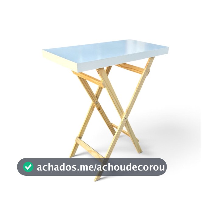 Mesa Cavalete Dobrável Mini Festa MDF e Pinus Pintada para Decoração de Festa