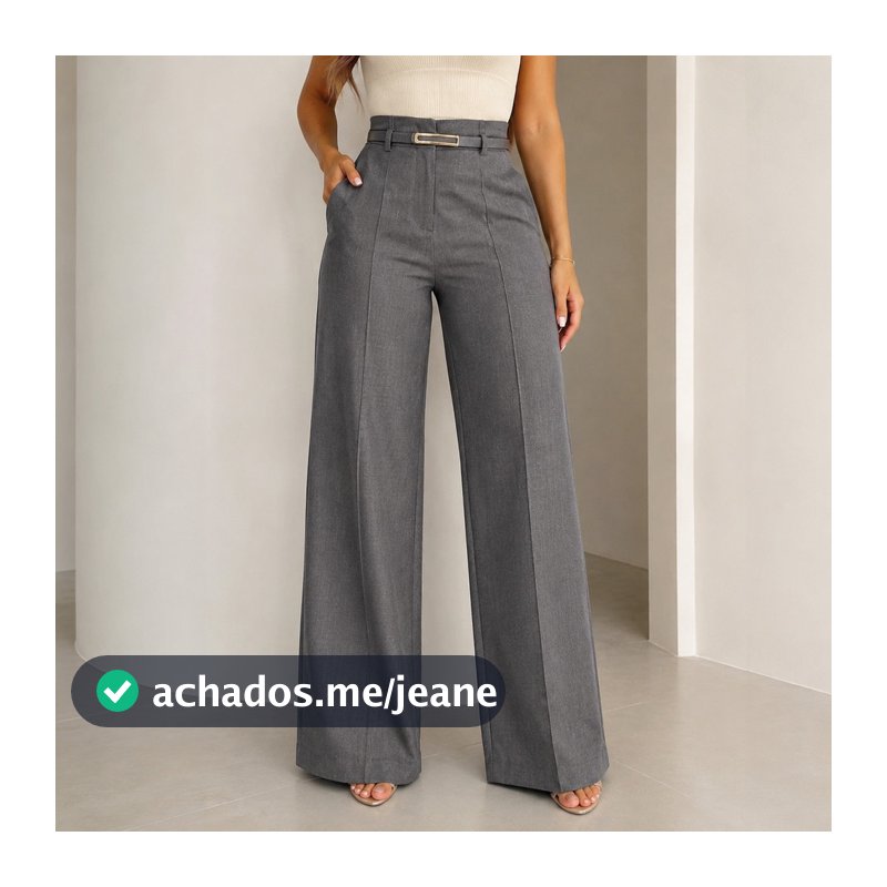 Calça Pantalona Alfaiataria Feminina Premium Social Cintura Alta Elegante Com Cinto