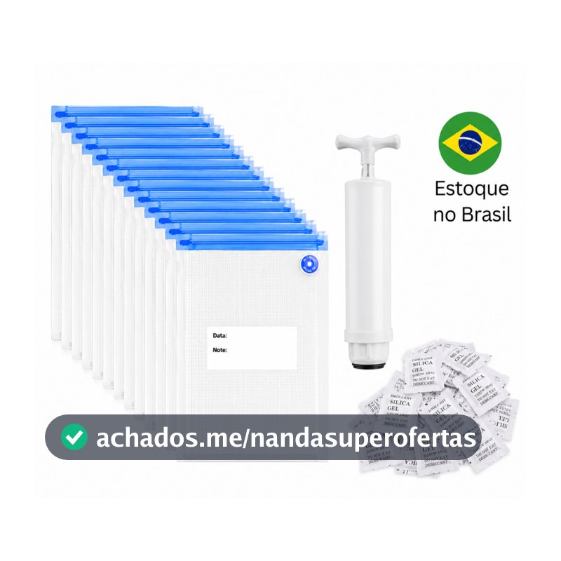Kit Saco a Vácuo Hermético para Filamento 3D | 5, 10 ou 20 Sacos 30x34cm + Sílica Gel | Opção com ou sem Bomba Manual