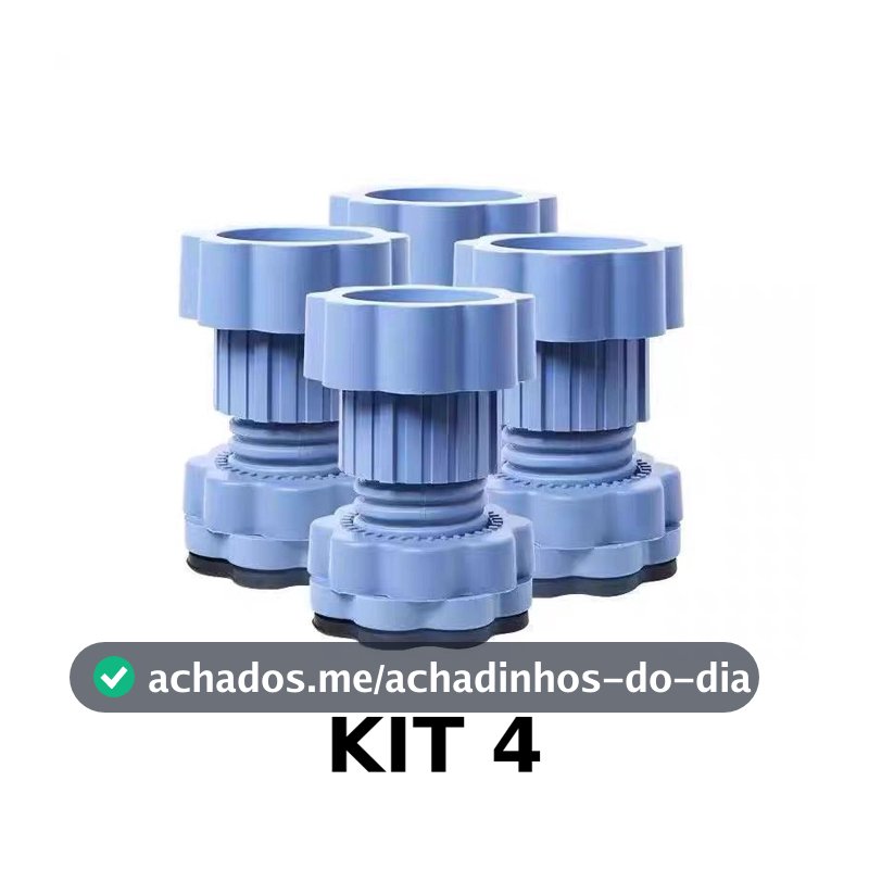 Base Anti Vibração Ajustável para Máquina de Lavar e Geladeira Kit com 4