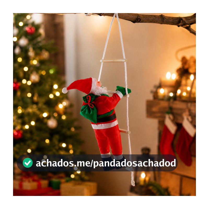 Papai Noel Escalador 30 40 60cm na Escada Enfeite Natalino para Porta Janela Parede Decoração de Natal