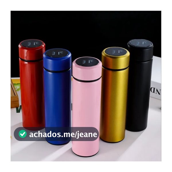 Garrafa Térmica de Aço Inox Com Termômetro Digital Led 500ml