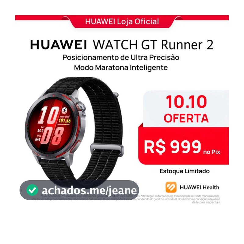 HUAWEI WATCH GT Runner 2 | Smartwatch Relogio | Modo Maratona Inteligente | ECG | GPS | Com uma pulseira extra