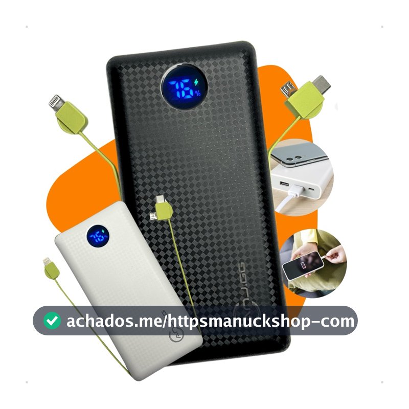 Carregador Portátil Turbo 20000mah Power Bank Universal Com Indicador De Bateria Original