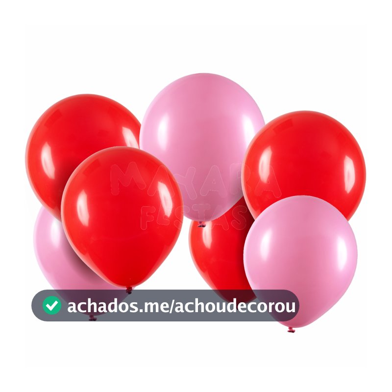 Balão - Bexiga Liso Vermelho com Rosa 8 Polegadas - 50 unidades