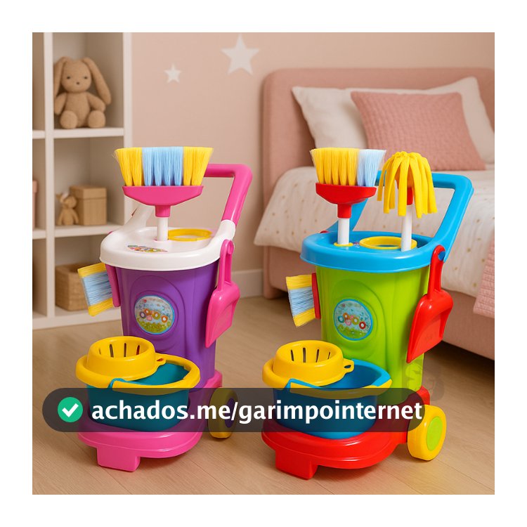 Brinquedo Infantil Carrinho de Limpeza Divertido Educativo Cleaning Trolley Kids Hábitos Saudáveis