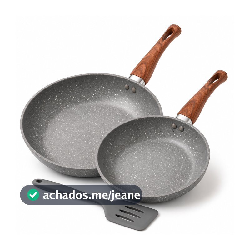 Kit 2 Frigideira Cerâmica Antiaderente 20cm + 24cm + Espátula Brinde Fogão Cooktop Indução E Gás