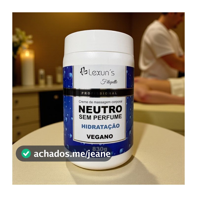 Creme Neutro Para Massagem Corporal Lexuns 830g - Hidratação e Deslizamento Profissional