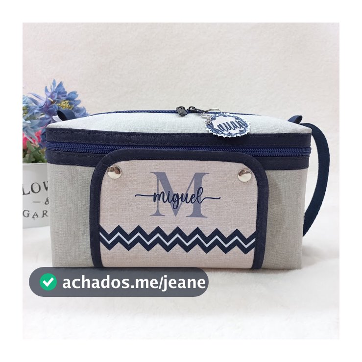 Nécessaire Porta Fraldas - Bolsa Troca do bebê - Troca Segura  - Detalhe em Chevron