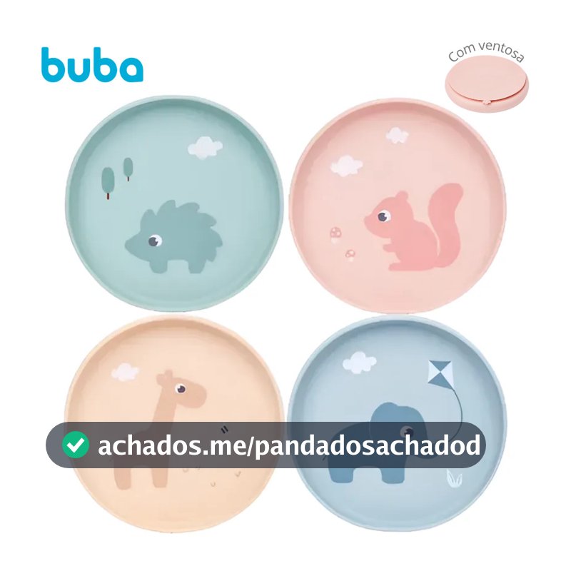 Pratinho Em Silicone Com Ventosa Cloudy Buba Infantil Introdução Alimentar Prato Raso Refeição Bebê.