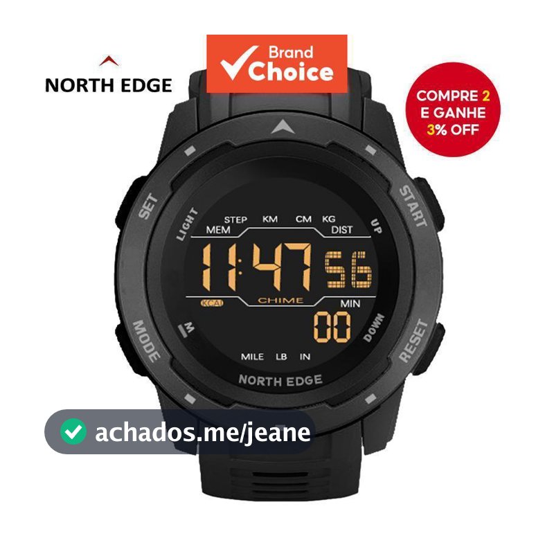 Relógio à prova de choque North Edge Mars, original, à prova d'água 50m, esportivo digital para atividades ao ar livre