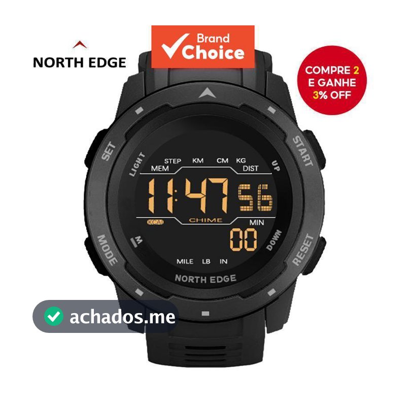 Relógio à prova de choque North Edge Mars, original, à prova d'água 50m, esportivo digital para atividades ao ar livre