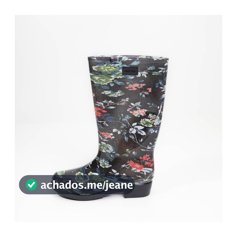 Galocha Bota Feminina KT056 Cano Longo Floral Kesttou Estampada