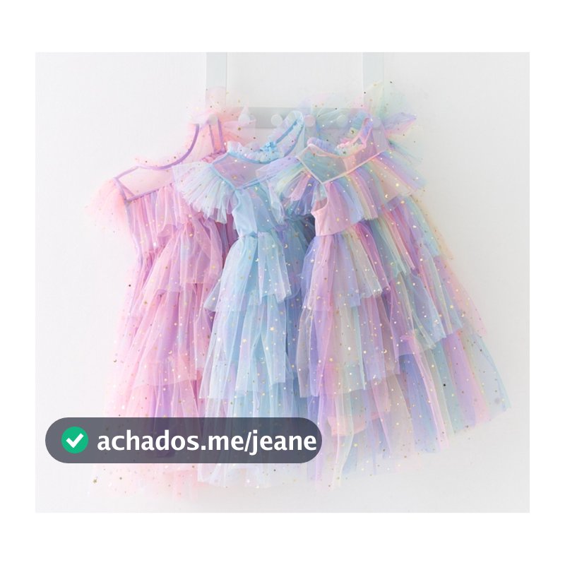 Meninas saia de fada arco-íris estrela lantejoulas bolo gaze vestido de princesa fofo