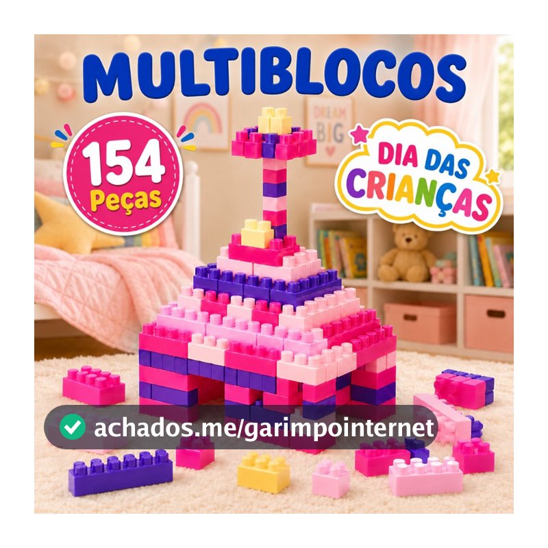 154 Peças Montáveis Brinquedo Interativo Infantil Educativo Colorido Bloco Montável Dia das Crianças