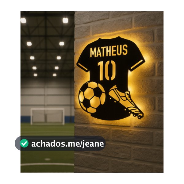 Luminária Camisa de Futebol Personalizada em MDF com LED | Nome e Número | Decoração Esportiva