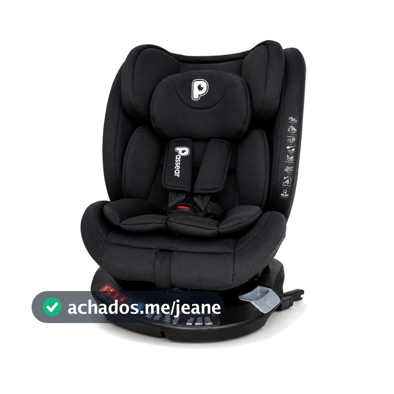 Cadeira Para Automóvel Até 36kg Nora ISOFIX 360° Reclinável Redutor Acolchoado Preto
