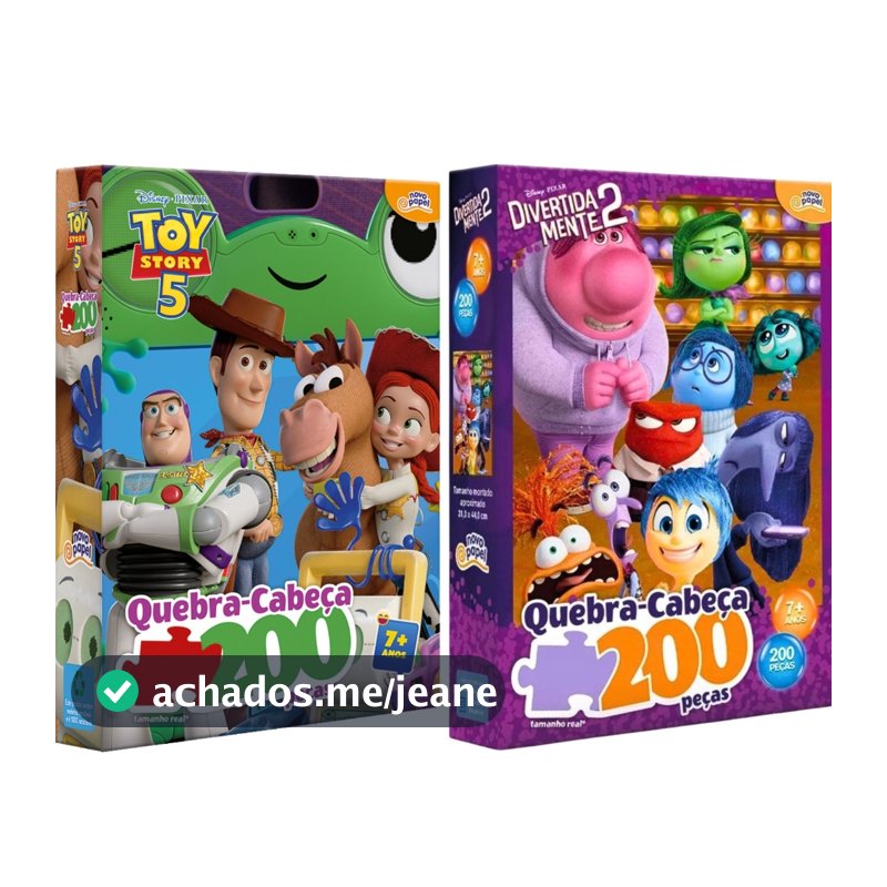 Kit 2 Quebra Cabeças 200 Peças Toy Story + Divertidamente - Toyster