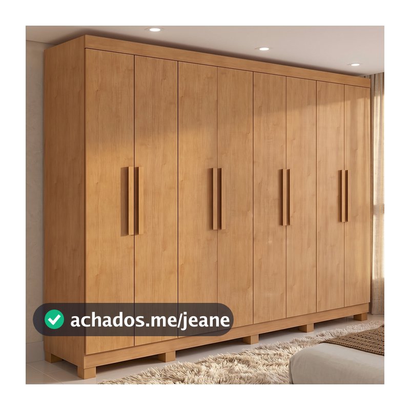 Guarda-roupa Casal Easy Slim 8 Portas Com Pés Amendoa Clean