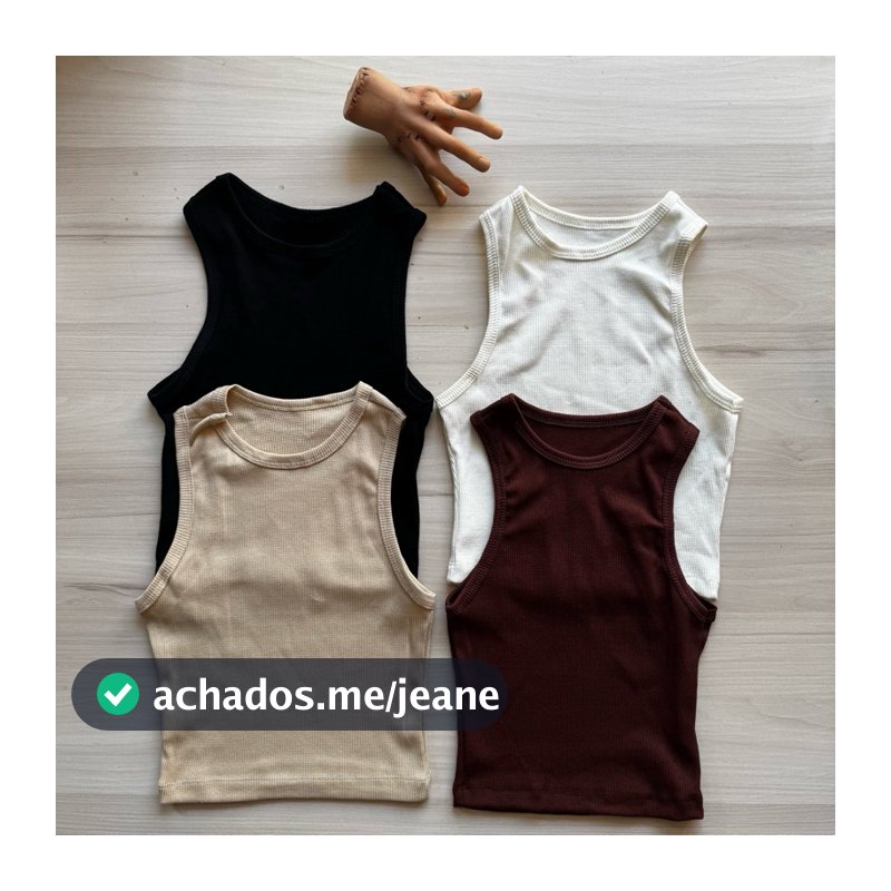 Kit 4 Cropped Feminino Regata Canelada Regata Feminina Camisetinha Basica Croped Canelado Basico Ribana Canelada Algodão
