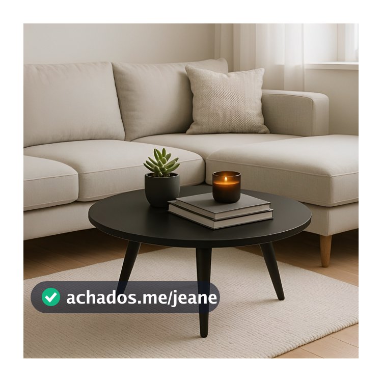 Mesa Mesinha de Centro Redonda Retro Moderna Pes em Plastico 27cm ou 45cm Preto Promo